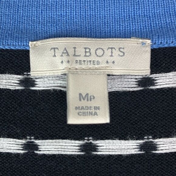 TALBOTS petite medium sweater open cardigan dots cotton open front - Picture 10 of 11